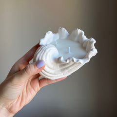 Conch Shell Soy Wax Candle | Jesmonite Vessel, Handmade-3
