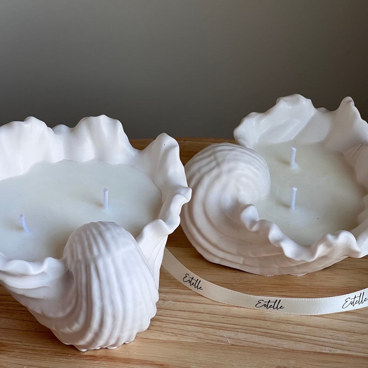 Conch Shell Soy Wax Candle | Jesmonite Vessel, Handmade-2