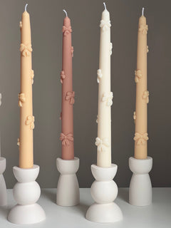 Handmade Soy Wax Taper Candle: Ribbon Decor, Dinner Centerpiece-2
