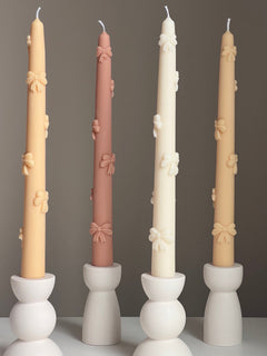 Handmade Soy Wax Taper Candle: Ribbon Decor, Dinner Centerpiece-5