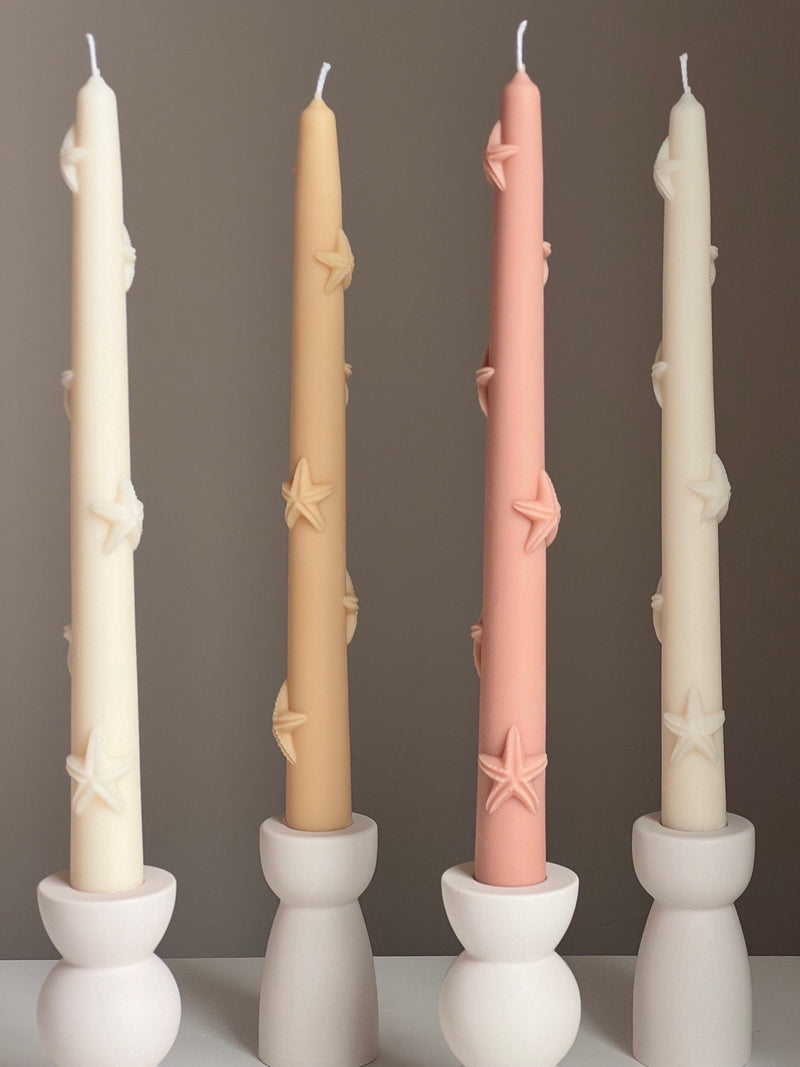 Handmade Starfish Soy Wax Taper Candle: Coastal Decor-2