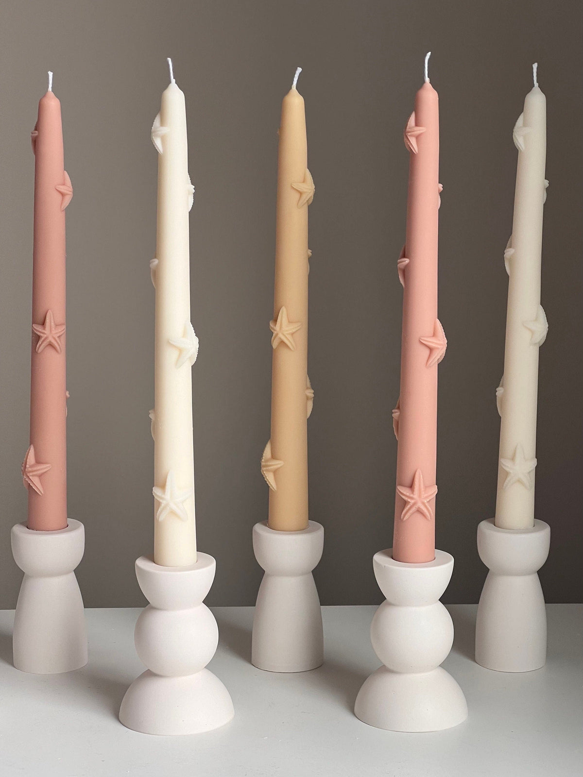 Handmade Starfish Soy Wax Taper Candle: Coastal Decor-3