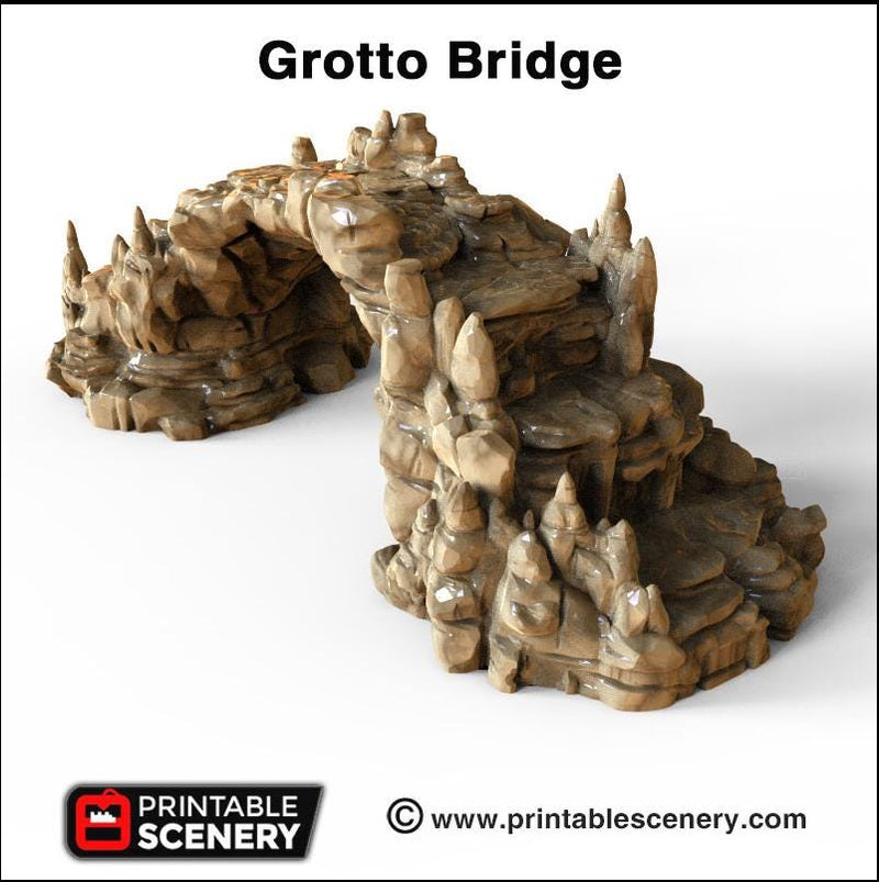 Grotto Bridge - Printable Scenery | DnD | Clorehaven | Cave | Dungeon | Scene | Scatter | Wargaming | Terrain | Pathfinder | 28mm 15mm 32mm-2