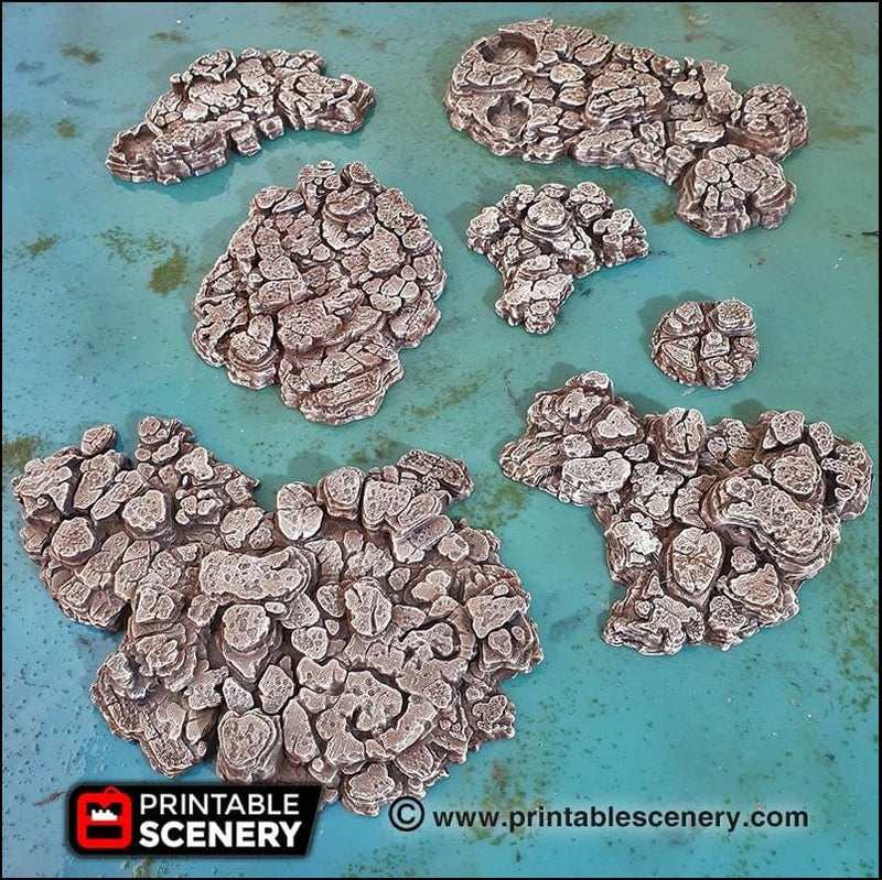 Grotto Floors - Printable Scenery | DnD | Clorehaven | Cave | Dungeon | Scene | Scatter | Wargaming | Terrain | Pathfinder | 28mm 15mm 32mm-1