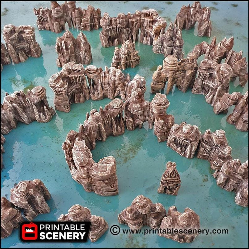Grotto Walls - Printable Scenery | DnD | Clorehaven | Cave | Dungeon | Scene | Scatter Terrain | Wargaming | Pathfinder | 28mm 15mm 32mm-1