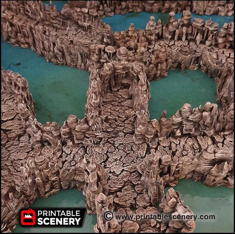 Grotto Tunnels - Printable Scenery | DnD | Clorehaven | Cave | Dungeon | Scene | Scatter Terrain | Wargaming | Pathfinder | 28mm 15mm 32mm-1