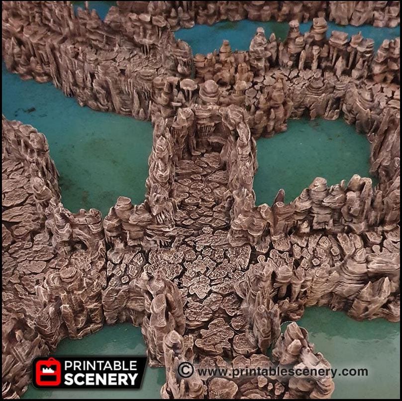 Grotto Tunnels - Printable Scenery | DnD | Clorehaven | Cave | Dungeon | Scene | Scatter Terrain | Wargaming | Pathfinder | 28mm 15mm 32mm