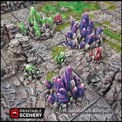 Crystal Clusters - Printable Scenery | DnD | Goblin Grotto | Cave | Dungeon | Scene | Scatter Terrain | Wargaming | 28mm 15mm 32mm | D&D-1