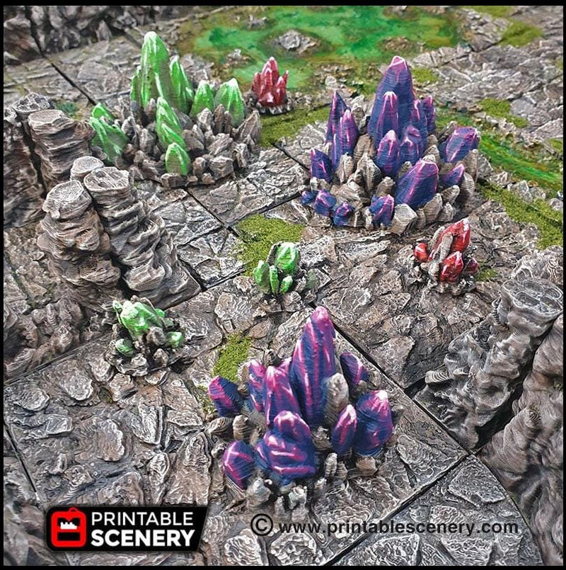Crystal Clusters - Printable Scenery | DnD | Goblin Grotto | Cave | Dungeon | Scene | Scatter Terrain | Wargaming | 28mm 15mm 32mm | D&D-1