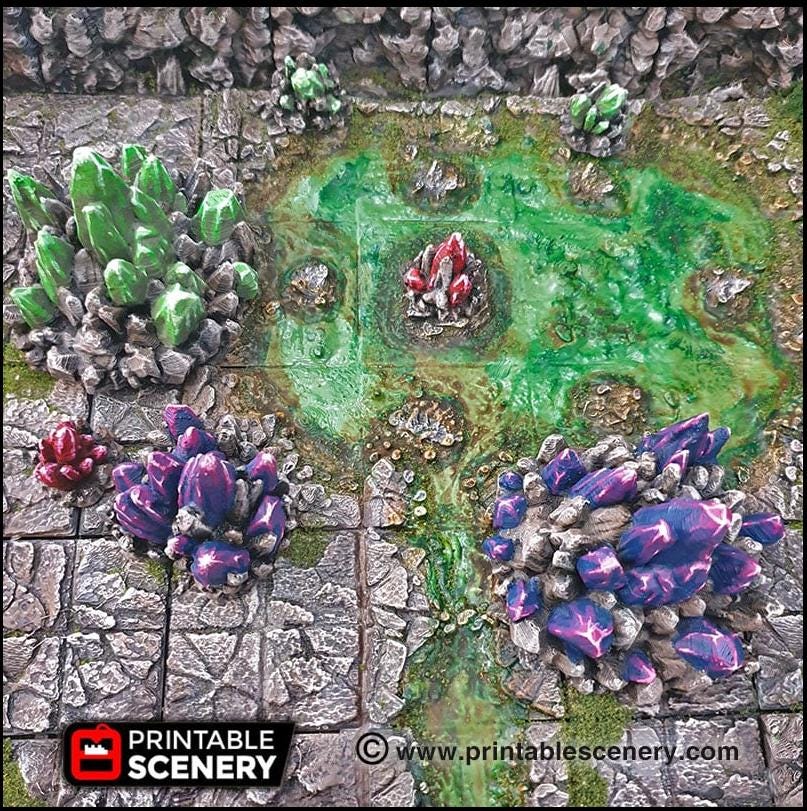 Crystal Clusters - Printable Scenery | DnD | Goblin Grotto | Cave | Dungeon | Scene | Scatter Terrain | Wargaming | 28mm 15mm 32mm | D&D-2