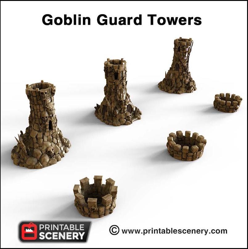 Goblin Guard Towers - Printable Scenery | DnD | Clorehaven | Cave | Dungeon | Castle | Fort | Wargaming | Pathfinder | 28mm 15mm 32mm-6