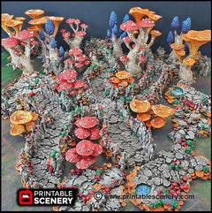 Mushroom Grotto Tunnels - Printable Scenery | DnD | Cave | Dungeon | Scene | Scatter Terrain | Wargaming | Pathfinder | 28mm 15mm 32mm-1