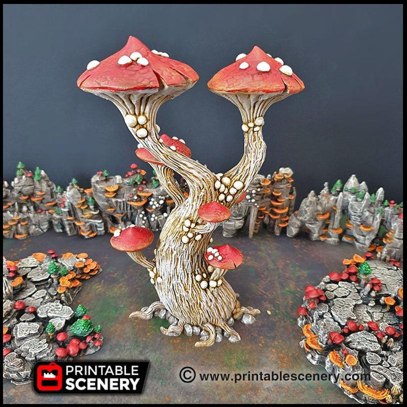 Magic Mushrooms Tree Set - Printable Scenery | DnD | Cave | Swamp | Trees | Scatter Terrain | Wargaming | Goblin Grotto | 28mm 15mm 32mm-2