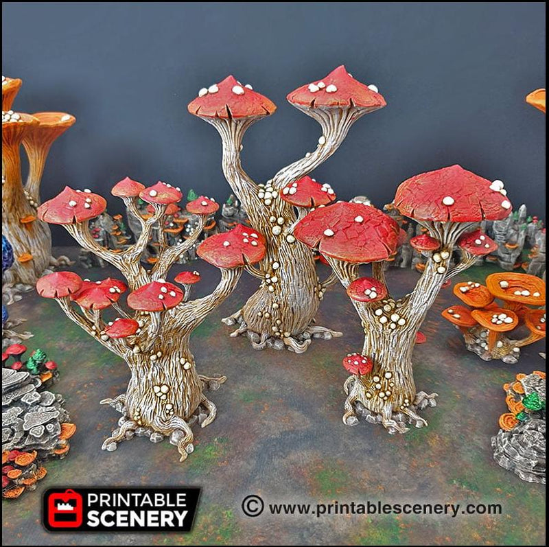 Magic Mushrooms Tree Set - Printable Scenery | DnD | Cave | Swamp | Trees | Scatter Terrain | Wargaming | Goblin Grotto | 28mm 15mm 32mm-1