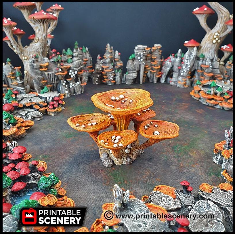 Lantern Clusters Mushroom Set - Printable Scenery | DnD | Cave | Swamp | Trees | Scatter Terrain | Wargaming, Goblin Grotto | 28mm 15mm 32mm-3