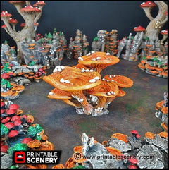 Lantern Clusters Mushroom Set - Printable Scenery | DnD | Cave | Swamp | Trees | Scatter Terrain | Wargaming, Goblin Grotto | 28mm 15mm 32mm-4