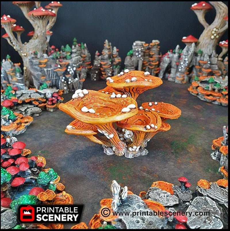 Lantern Clusters Mushroom Set - Printable Scenery | DnD | Cave | Swamp | Trees | Scatter Terrain | Wargaming, Goblin Grotto | 28mm 15mm 32mm-4