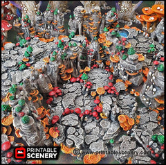 Mushroom Grotto Walls - Printable Scenery | DnD | Clorehaven | Cave | Dungeon | Scene | Scatter Terrain | Wargaming | 28mm 15mm 32mm, Goblin-4