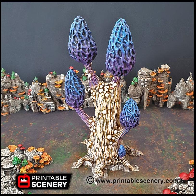Mesmerizing Morels Mushroom Tree Set - Printable Scenery | DnD | Cave | Swamp | Scatter Terrain | Wargaming | Goblin Grotto | 28mm 15mm 32mm-4