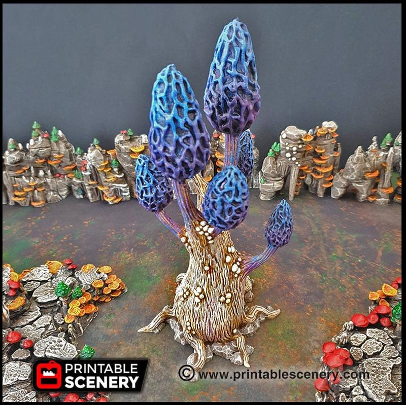 Mesmerizing Morels Mushroom Tree Set - Printable Scenery | DnD | Cave | Swamp | Scatter Terrain | Wargaming | Goblin Grotto | 28mm 15mm 32mm-3