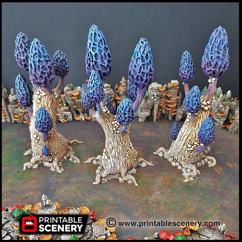 Mesmerizing Morels Mushroom Tree Set - Printable Scenery | DnD | Cave | Swamp | Scatter Terrain | Wargaming | Goblin Grotto | 28mm 15mm 32mm-1