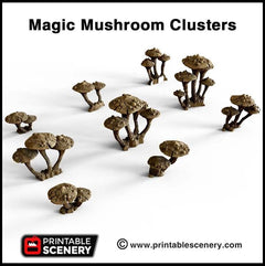 Magic Mushroom Clusters Tree Set - Printable Scenery | DnD | Cave | Swamp | Scatter Terrain | Wargaming | Goblin Grotto | 28mm 15mm 32mm-2
