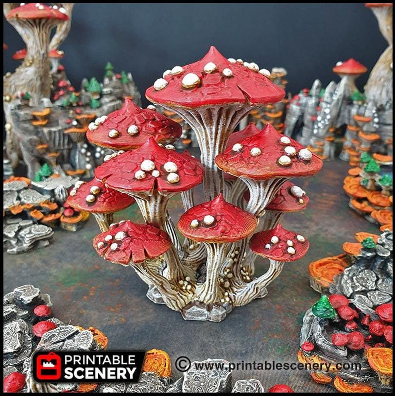 Magic Mushroom Clusters Tree Set - Printable Scenery | DnD | Cave | Swamp | Scatter Terrain | Wargaming | Goblin Grotto | 28mm 15mm 32mm-4