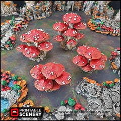 Magic Mushroom Clusters Tree Set - Printable Scenery | DnD | Cave | Swamp | Scatter Terrain | Wargaming | Goblin Grotto | 28mm 15mm 32mm-7