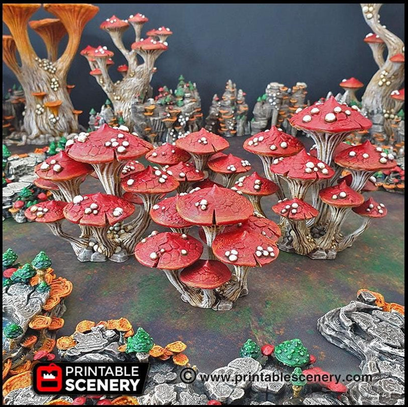 Magic Mushroom Clusters Tree Set - Printable Scenery | DnD | Cave | Swamp | Scatter Terrain | Wargaming | Goblin Grotto | 28mm 15mm 32mm-1