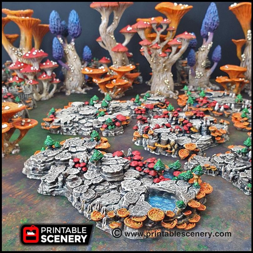 Mushroom Grotto Floors - Printable Scenery | DnD | Cave | Swamp | Scatter Terrain | Wargaming | Goblin Grotto | 28mm 15mm 32mm-1