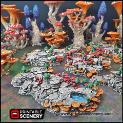 Mushroom Grotto Floors - Printable Scenery | DnD | Cave | Swamp | Scatter Terrain | Wargaming | Goblin Grotto | 28mm 15mm 32mm-1