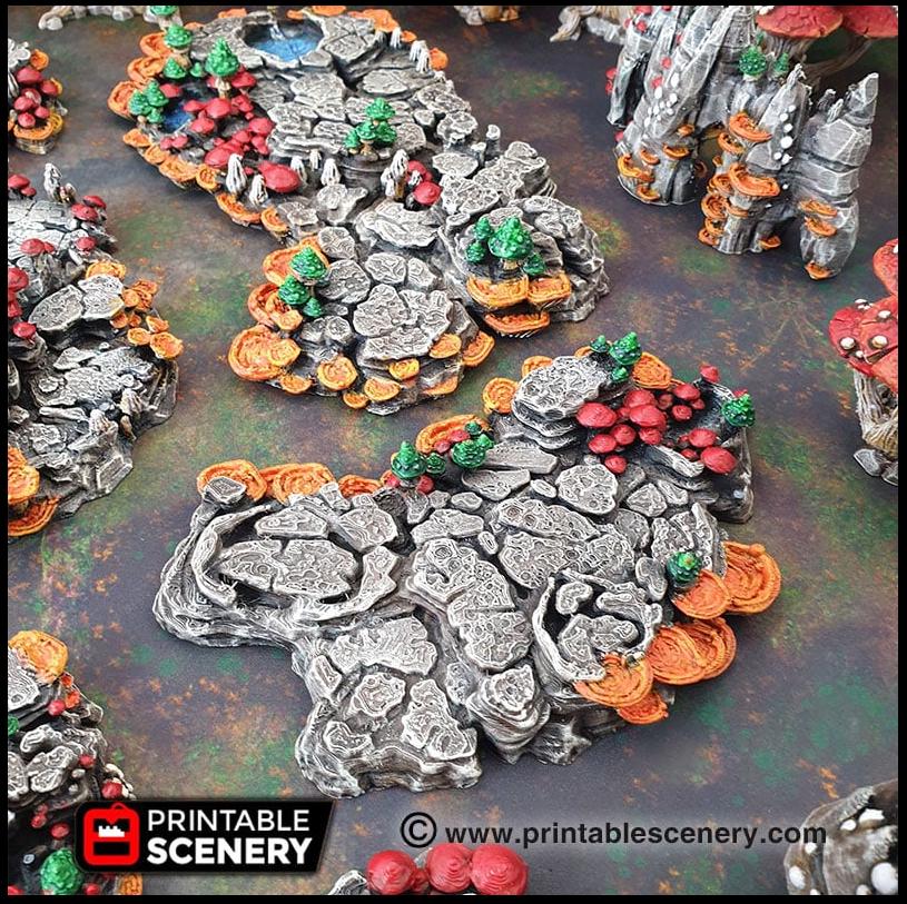 Mushroom Grotto Floors - Printable Scenery | DnD | Cave | Swamp | Scatter Terrain | Wargaming | Goblin Grotto | 28mm 15mm 32mm-5