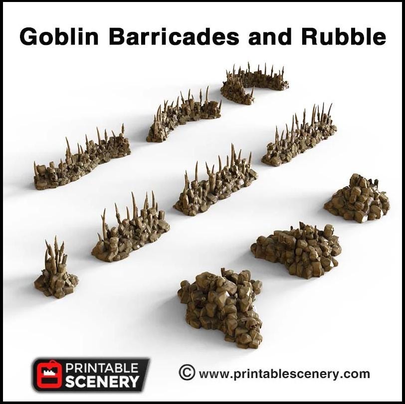 Goblin Barricades - Printable Scenery | DnD | Fort | Castle | Cover | Scatter Terrain | Wargaming | Goblin Grotto | 28mm 15mm 32mm-2
