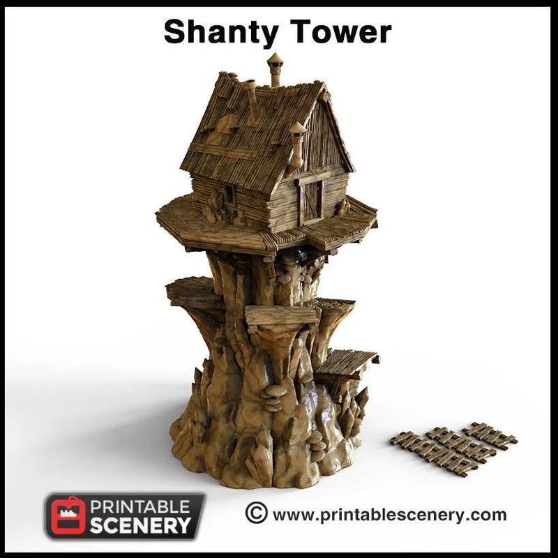 Shanty Tower - Printable Scenery | DnD | Goblin Grotto | Swamp | Fantasy | Scene | Scatter Terrain | Wargaming | Pathfinder | 28mm 15mm 32mm-2