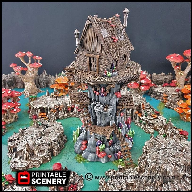 Shanty Tower - Printable Scenery | DnD | Goblin Grotto | Swamp | Fantasy | Scene | Scatter Terrain | Wargaming | Pathfinder | 28mm 15mm 32mm-1