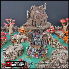 Shanty Tower - Printable Scenery | DnD | Goblin Grotto | Swamp | Fantasy | Scene | Scatter Terrain | Wargaming | Pathfinder | 28mm 15mm 32mm-1