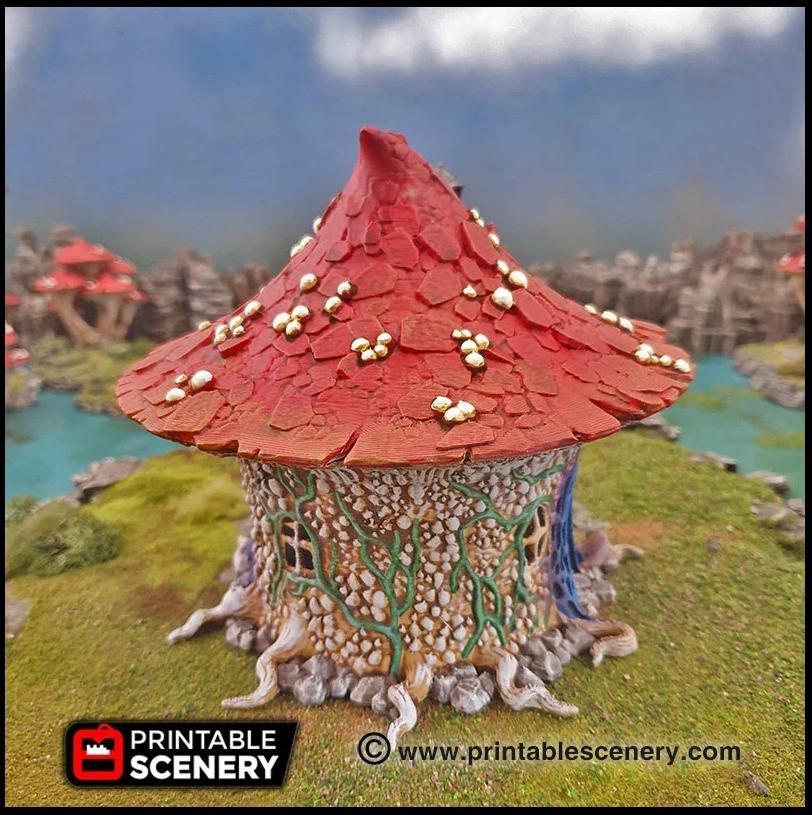 Goblin Mushroom Hovel - Printable Scenery | DnD | Goblin Grotto | Swamp | Scene | Scatter Terrain | Wargaming | Pathfinder | 28mm 15mm 32mm-3
