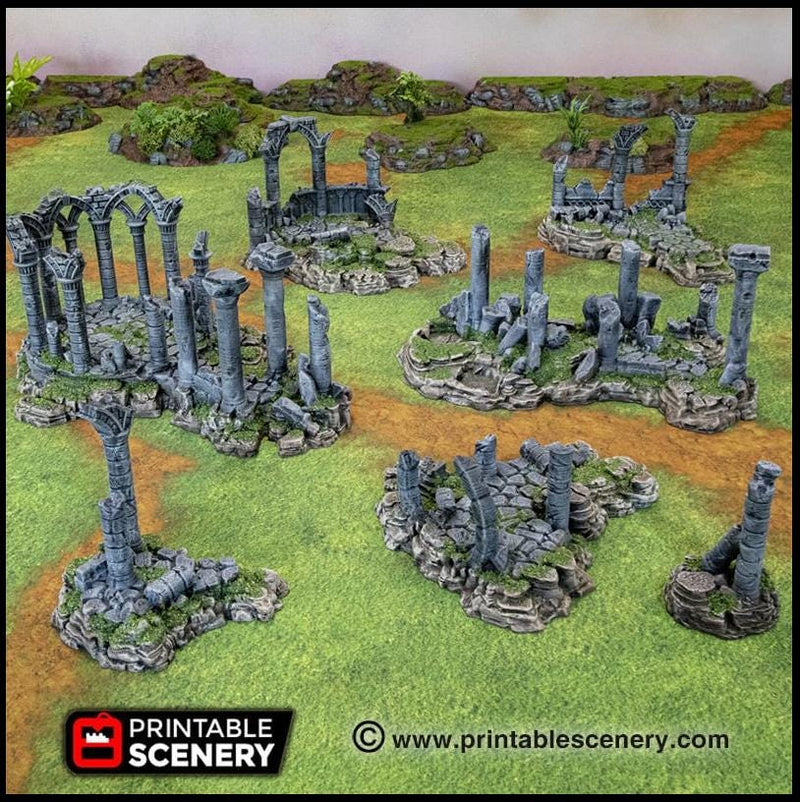The Ancient Ruins - Printable Scenery | DnD | Goblin Grotto | Ruin | Castle | Scatter Terrain | Wargaming | Pathfinder | 28mm 15mm 32mm-1