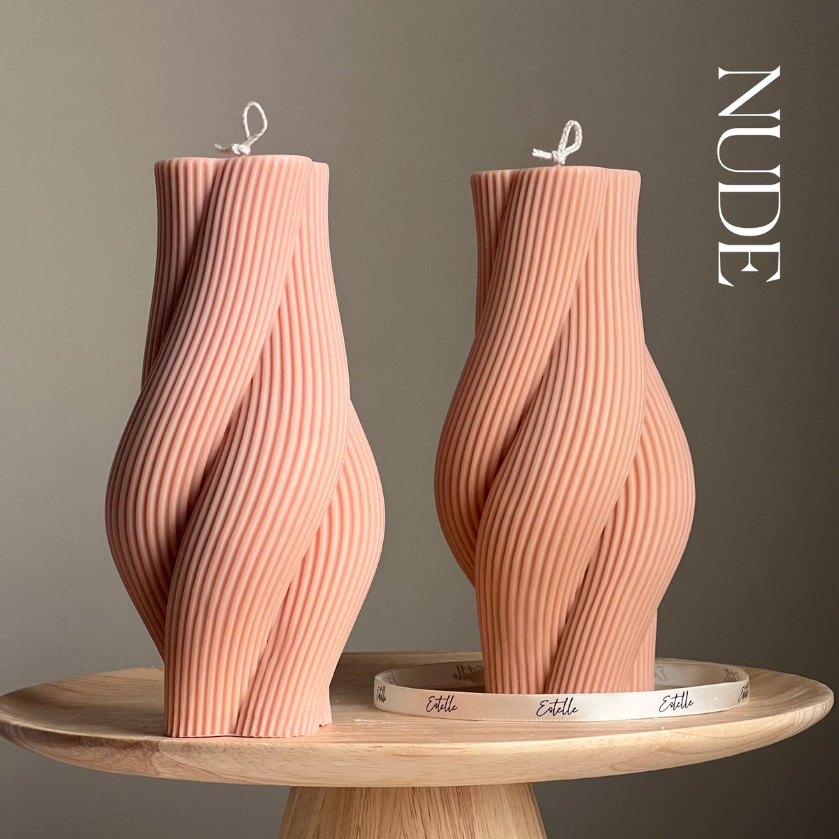 Twisted Rope Soy Pillar Candle: Sculptural Home Decor-2