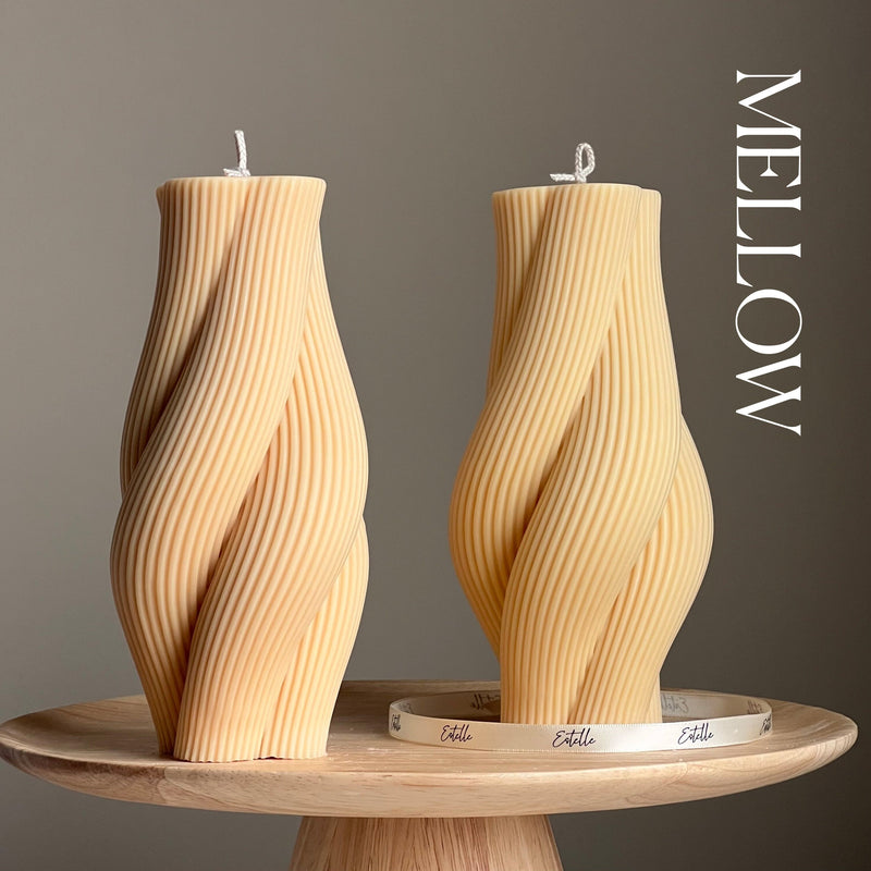 Twisted Rope Soy Pillar Candle: Sculptural Home Decor-4
