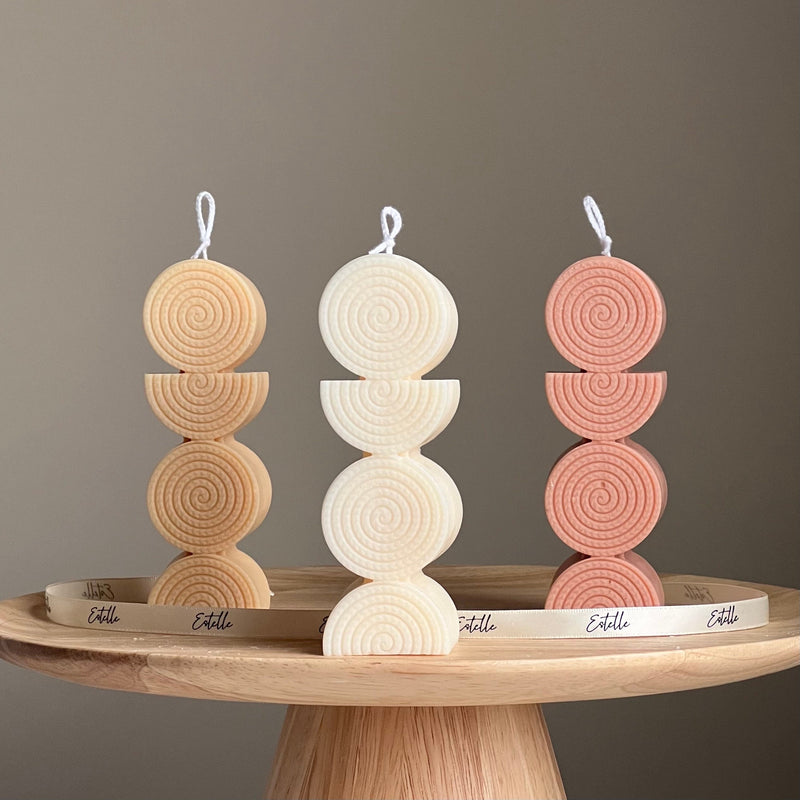 Sculptural Soy Pillar Candle: Minimalist Home Decor-1