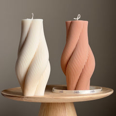 Twisted Rope Soy Pillar Candle: Sculptural Home Decor-1