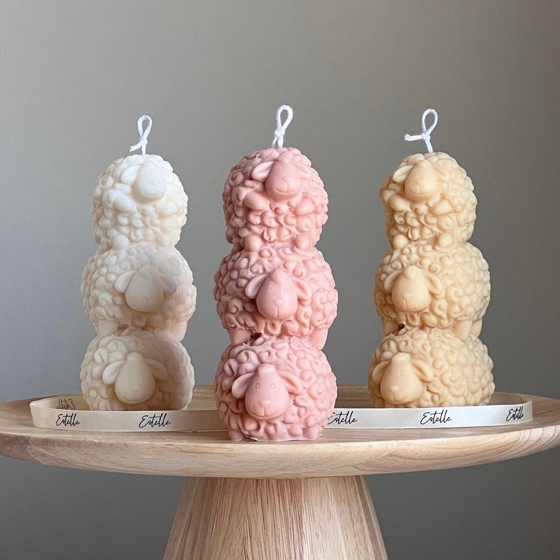 Handmade Three Sheep Soy Wax Candle | Nursery Decoration-1