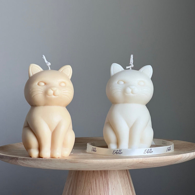 Handmade Soy Wax Cat Candle: Sculptural Home Decor Gift-1