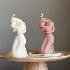 Mother & Child Soy Wax Candle: Hand-Poured Sculptural Pillar-1