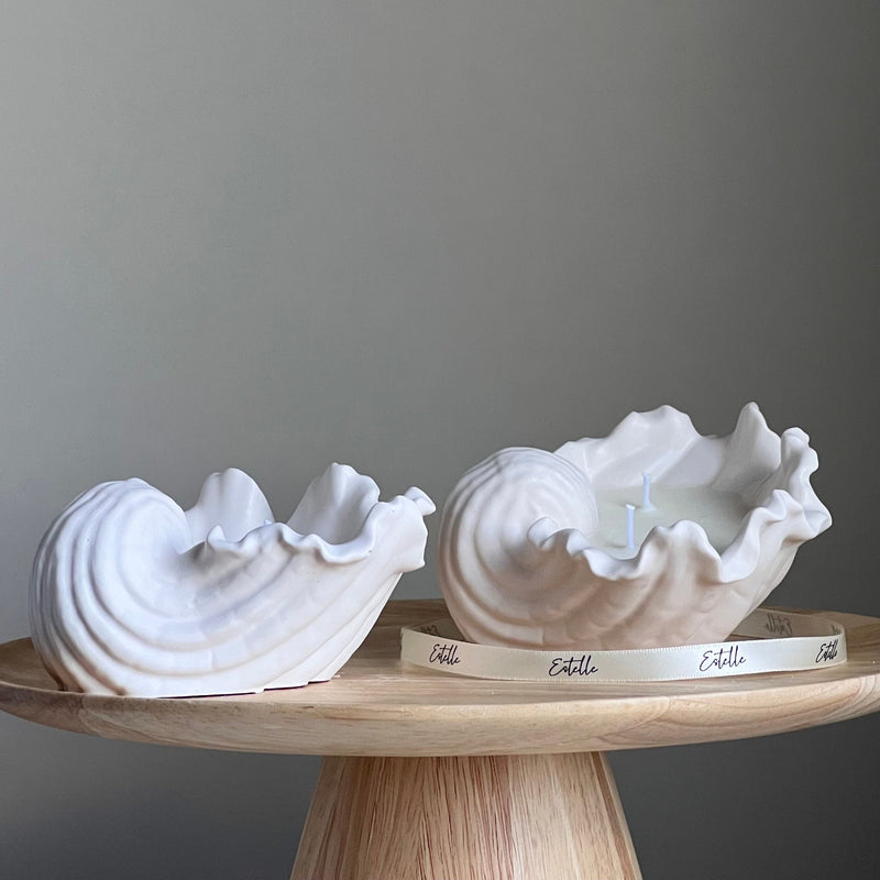 Conch Shell Soy Wax Candle | Jesmonite Vessel, Handmade-5