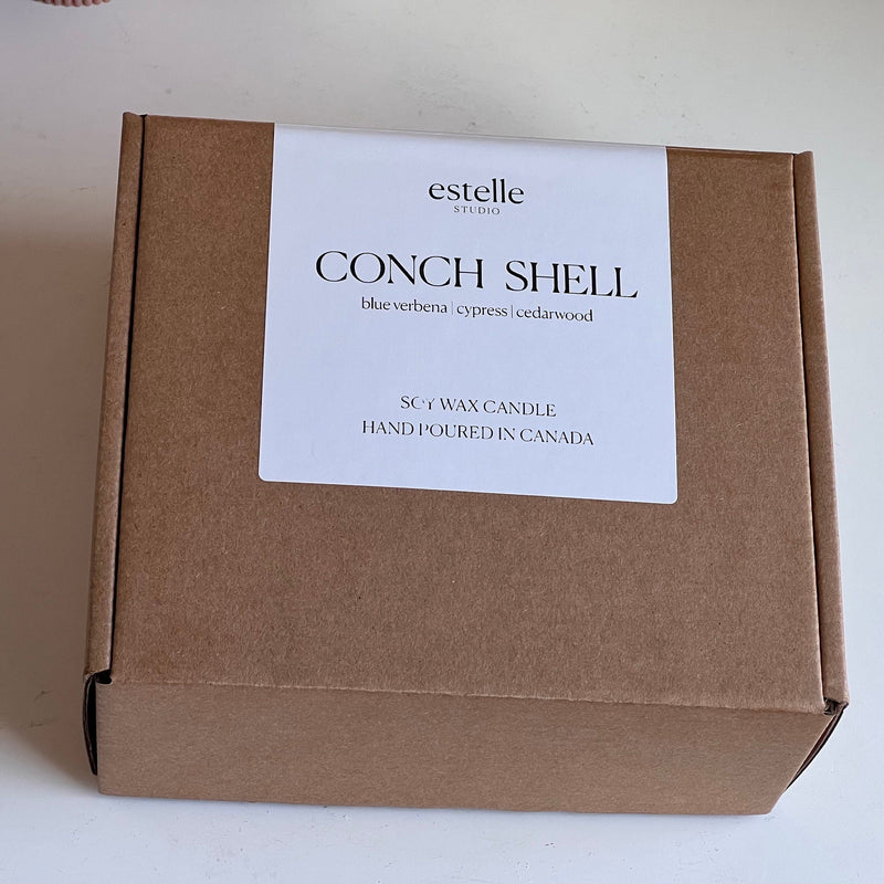Conch Shell Soy Wax Candle | Jesmonite Vessel, Handmade-6