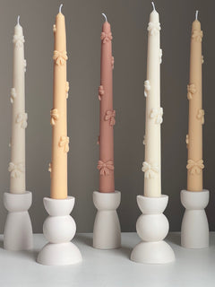 Handmade Soy Wax Taper Candle: Ribbon Decor, Dinner Centerpiece-3