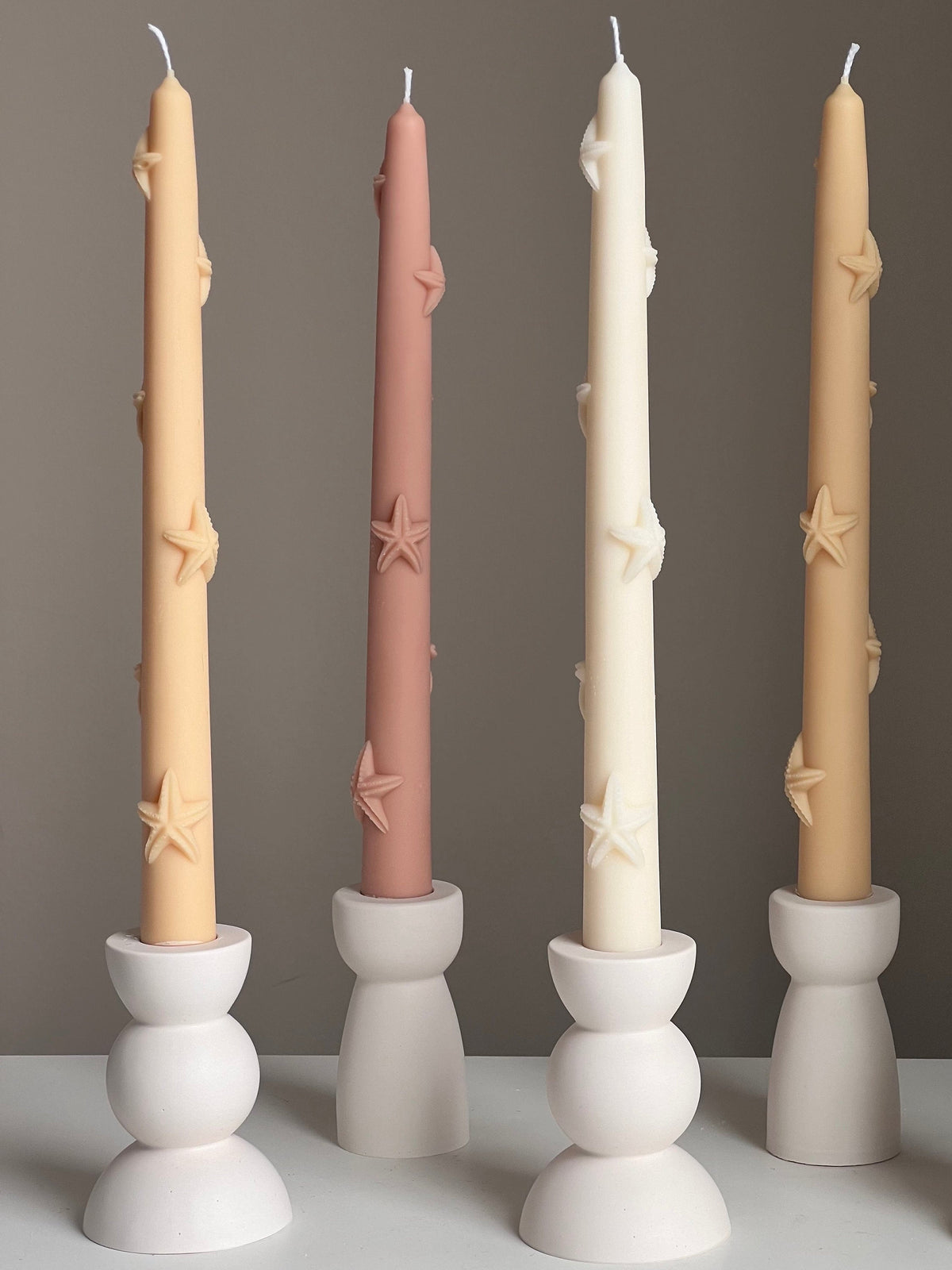 Handmade Starfish Soy Wax Taper Candle: Coastal Decor-4
