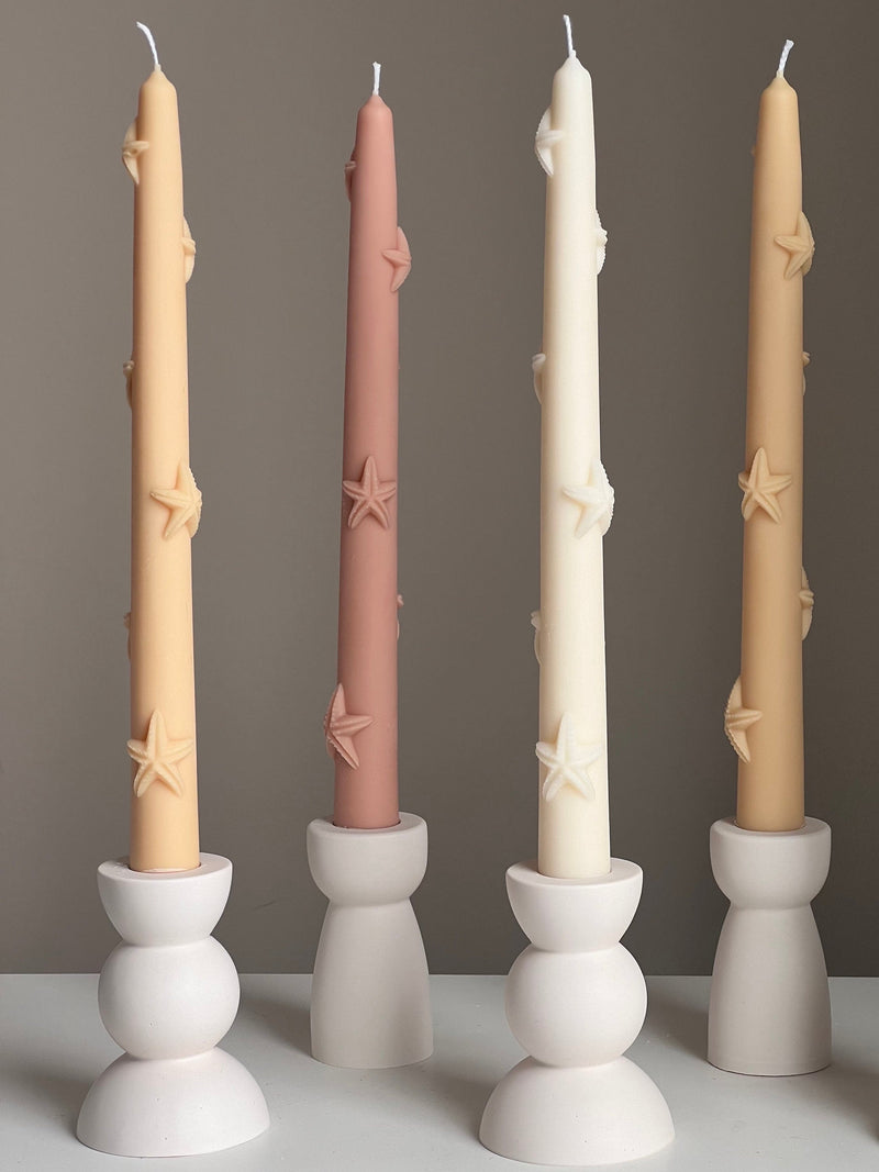 Handmade Starfish Soy Wax Taper Candle: Coastal Decor-4